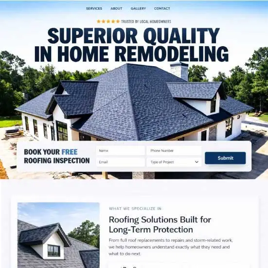 Superior roofing website design example preview